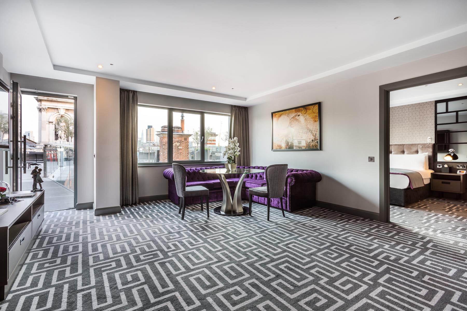 Boutique hotel interior with custom furnishings