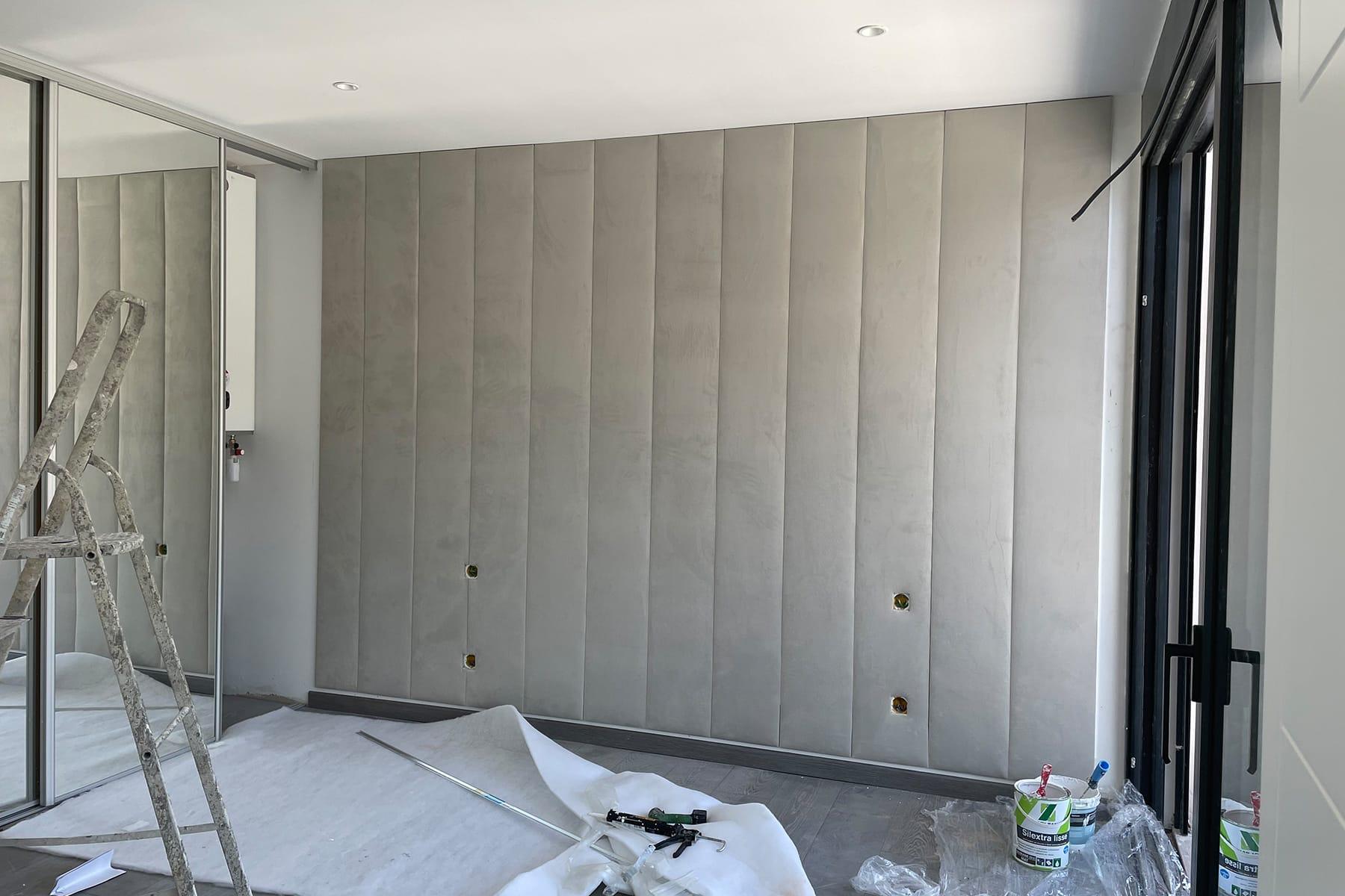 Custom upholstered seating with linen finish, Private Residence Cannes
